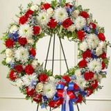 Serene Sympathies Standing Wreath – Red, White & Blue