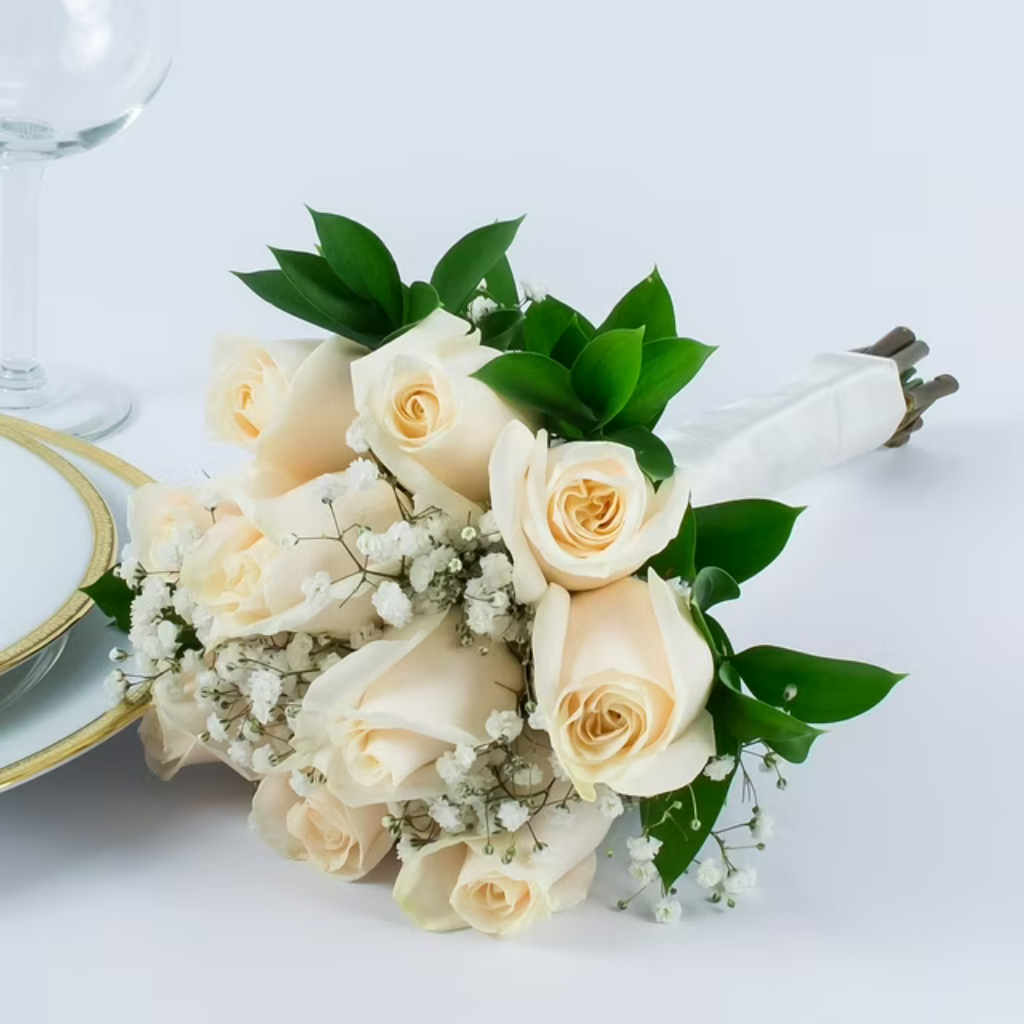 White Rose Bridesmaid Bouquet