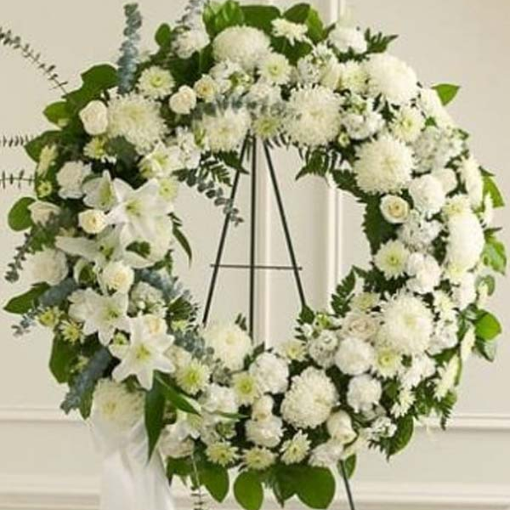 Serene Sympathies Standing Wreath – White